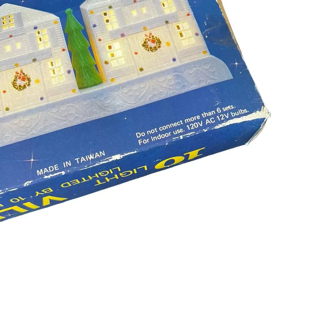Vtg Christmas Plastic Light Covers 8 Pc Alpine Village House Church Mid-Century